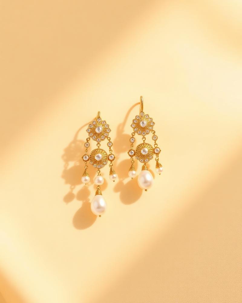 Kundan Pearl Chandeliers